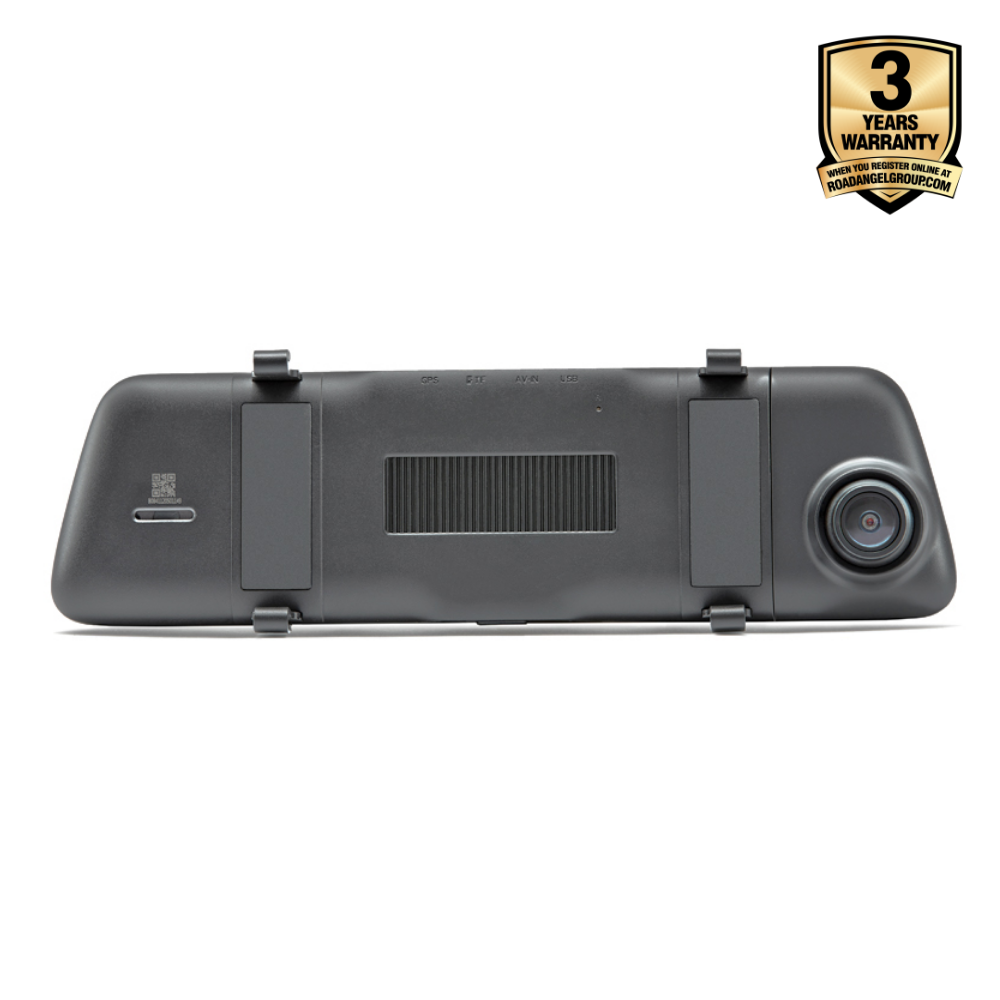 Road Angel Halo Vision64 Dashcam - 10” LCD Touchscreen - 1440p QHD Image - Mirror Dashcam and Rear View Camera - Wifi - Image Stabilization - Including 64GB SD card