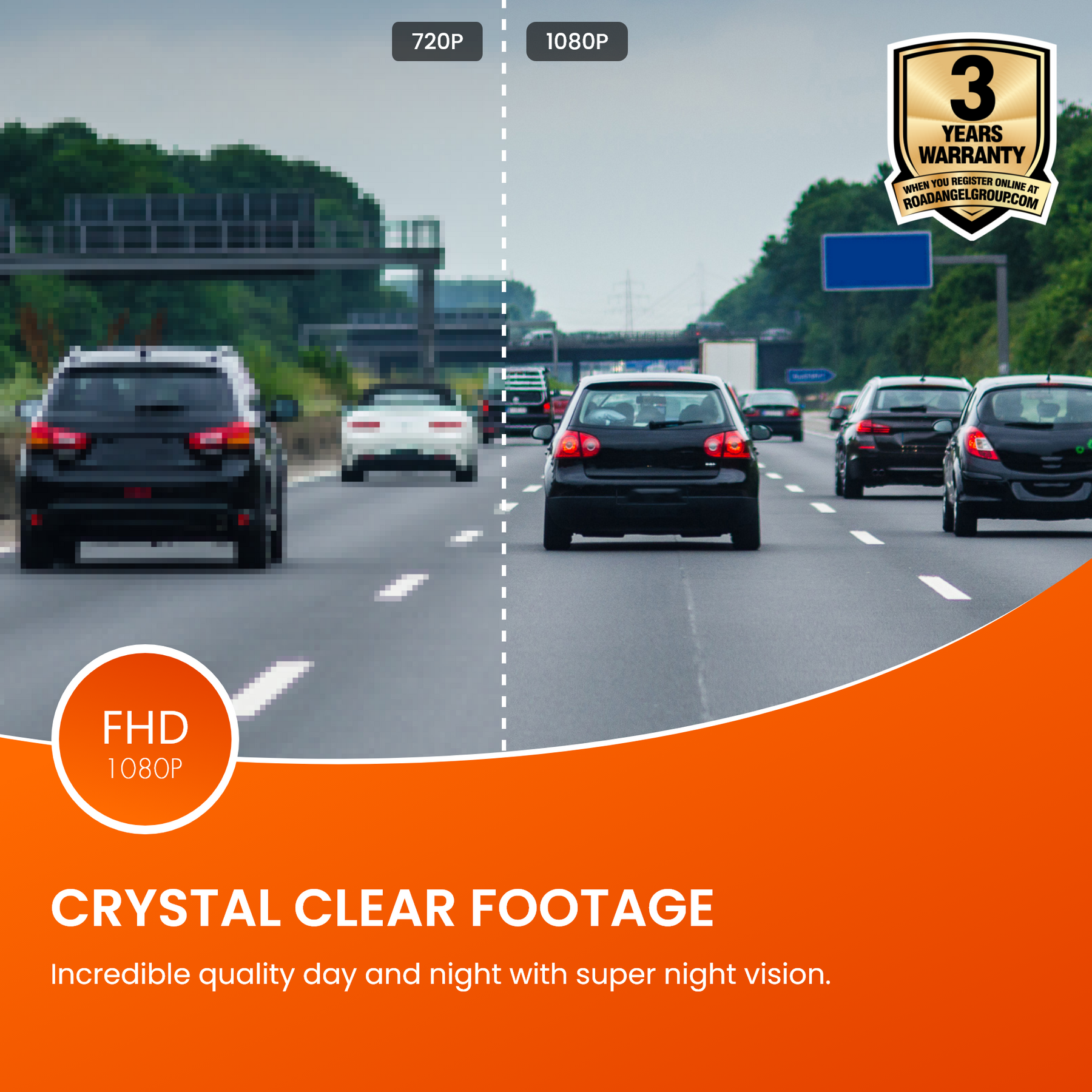 Road Angel Halo Start Dashcam - With Wifi - Compact Car Camera - 1080p Full HD - Loop recording - Night vision - image stabilization