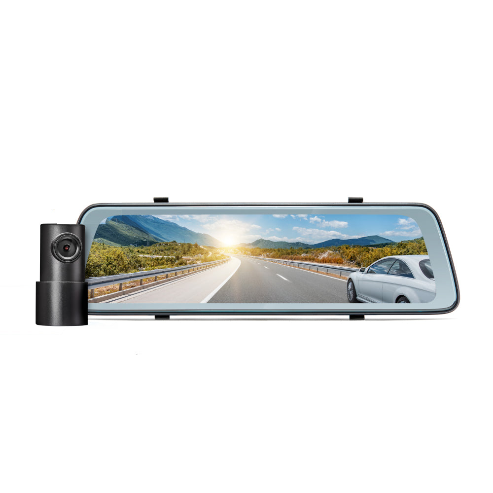 Road Angel Halo Vision64 Dashcam - 10” LCD Touchscreen - 1440p QHD Image - Mirror Dashcam and Rear View Camera - Wifi - Image Stabilization - Including 64GB SD card